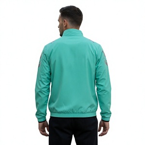Chaqueta Bomber Deportiva Cortavientos para Hombre DTF, Cuello Alto, Color Sólido, Botón Único, Logotipo, Corte Regular, Lona de Nailon/Algodón - Product Image 4