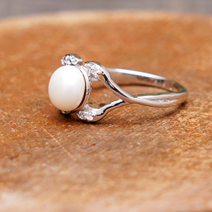 925 Sterling Silver Pearl <b>Ring</b> Freshwater Pearl Wedding <b>Ring</b> Elegant Fine Jewelry For Women - Product Image 4