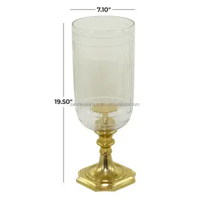 Élégant porte-bougie doré pour centre de table de mariage, style rustique et champêtre, pour grossistes - Product Image 1
