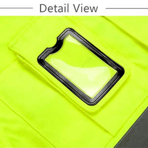 Chaqueta de trabajo de invierno de alta visibilidad, reflectante, de poliéster de alta calidad, con capucha oculta, acolchada e impermeable. - Product Image 6