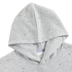 Sweat-shirt à capuche orné de strass, détails en pierres brillantes, avec décoration graphique contemporaine pour un style urbain décontracté - Product Image 4