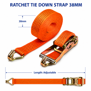 Sangle à cliquet en polyester jaune 50 mm, robuste et personnalisable, résistante à l'abrasion, avec double J-H, capacité de charge 5000 kg - Product Image 3