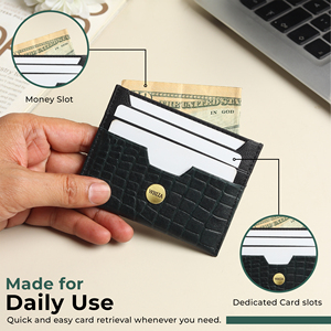 WRIZA Handcrafted Genuine Leather RFID Protected Card Holder with 6 Card Slots for Men & Women. - Product Image 3