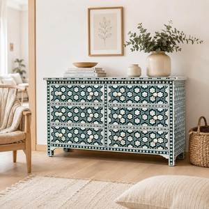 Aparador con Cajones en Forma de U con Incrustaciones de Hueso de Madera, Diseño Personalizable para Muebles de Sala de Estar, Hotel o Casa de Campo - Product Image 1
