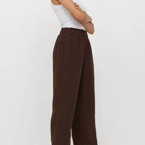 Nouvelle Arrivée Pantalon en Coton et Lin pour Femme Printemps & Été Grande Taille Couleur Unie Pantalon Ample Taille Élastique Décontracté pour Femme - Product Image 3