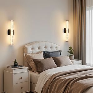 19.7'' Modern Single <b>Sconce</b> Wall Lamp Black Iron Bronze K9 Crystal Wall <b>Light</b> Set for Bathroom Vanity Living Room Bedroom - Product Image 2