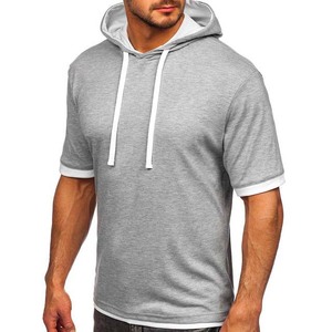 High-Performance <b>Men's</b> Knitted Cotton Fleece <b>Short</b>-<b>Sleeve</b> Embroidered Customized Logo Breathable Solid Pattern Zipper-Up Summer - Product Image 3