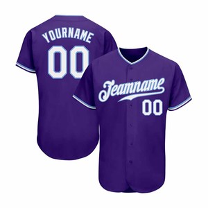 Camiseta de Béisbol Personalizada Morada con Nombre y Número del Equipo, Manga Corta, Cuello en V, Ropa Deportiva para Hombre - Product Image 2