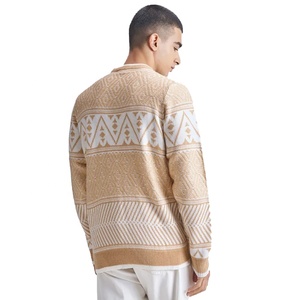 Pull en tricot géométrique pour homme, col rond, coupe ample, manches longues, style décontracté automne-hiver - Product Image 5