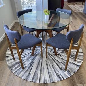 Alfombra de cuero trenzado artesanal, alfombra antideslizante redonda gris hecha a mano para dormitorio, alfombra para sala de estar, Camping - Product Image 1