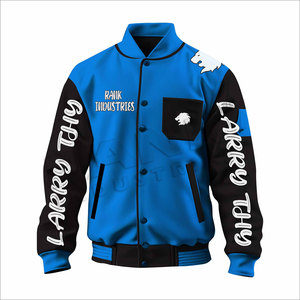 แจ็คเก็ตฤดูหนาวแบบ Letterman สำหรับผู้ชายรุ่นใหม่ล่าสุด พร้อมปกตั้งและโลโก้ด้านหน้า ระบายอากาศได้ดี เป็นมิตรกับสิ่งแวดล้อม ดีไซน์ปรับแต่งได้ - Product Image 1