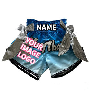 Pantalones Cortos de Muay Thai con Logotipo Personalizado al por Mayor, Pantalones Cortos de Boxeo Tailandés de Material Satinado Premium para Entrenamiento de Kickboxing y MMA - Product Image 6
