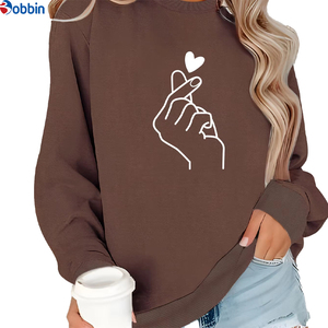 Sweat-shirts à manches longues à col rond avec imprimé cœur mignon et tendance, sweat-shirts à capuche personnalisés en relief, best-sellers - Product Image 4