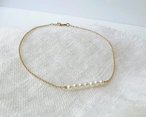 Gold Pearl <b>Bracelet</b> for Women Dainty <b>Gemstone</b> <b>Bracelet</b> June Birthstone Elegant <b>Bracelet</b> Bridesmaid Gift Handmade Jewelry - Product Image 4