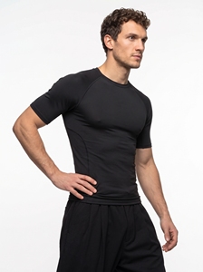 Men's <b>Black</b> Slim Fit Short Sleeve <b>Compression</b> T-<b>Shirt</b> Quick Dry Knitted O-Neck Solid Color Athletic Wear - Product Image 6