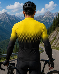Maillot de Ciclismo de Manga Larga para Hombre, Color Degradado Amarillo y Negro, Sublimado, para Bicicleta de Carretera - Product Image 5