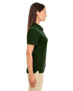 Polo pour femme vert foncé à manches courtes 100% polyester tricoté décontracté couleur unie col classique - Product Image 2