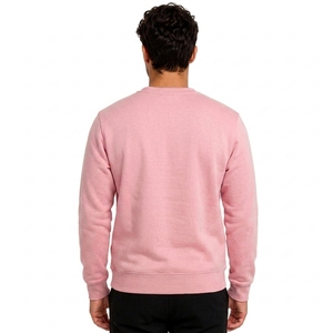Sudadera de Cuello Redondo Rosa para Hombre, Corte Holgado, Color Sólido, Tejida, 100% Algodón, Forrada, Estilo Casual de Invierno - Product Image 2