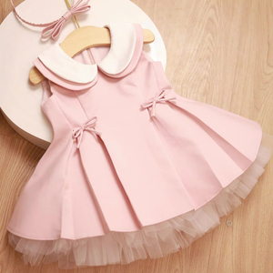 VESTIDO PLISADO Ajustado con Cuello Peter Pan para Bebés, Ecológico, ODM, Múltiples Opciones de Color, de 1 a 12 Años - Product Image 1