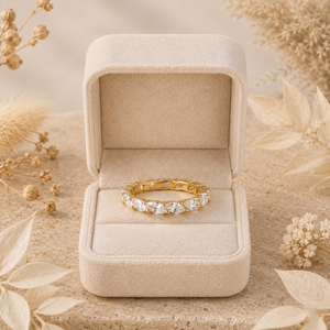 แหวนเพชรทรงมาร์คีส์ทองคำ 14K ขายส่ง แหวนแบบเต็มนิ้ว สามารถซ้อนกันได้ ผู้ผลิตเครื่องประดับตามสั่ง - Product Image 4