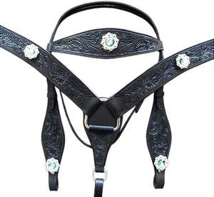 Ensemble de bridon en cuir brut de qualité supérieure, neuf, fait main, pour cheval - Product Image 4