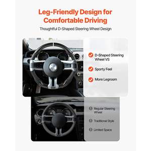 Volante de Cuero con Base Plana en Forma de D de Fibra de Carbono para Ford Mustang 2010-2014, Textura Antideslizante Precisa, Negro - Product Image 4