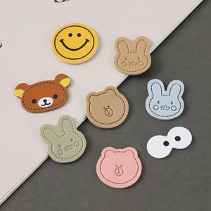 Custom Leather Embossed Logo Patches Square and Round Shapes Brown Color Durable Design for Clothing Garments - Product Image 2