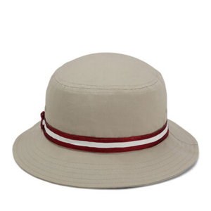 Unisex Beige Bucket Hat with Red White Stripe Band Casual Cycling Cartoon 100% Cotton Breathable Adult 56-58cm Canvas Material - Product Image 2