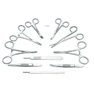 Kit Profesional de 10 Piezas de Instrumentos de Cirugía General Veterinaria de Acero Inoxidable, Fuente Manual - Product Image 1