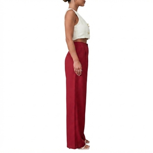 AMIB SPORTS Summer Loose Fit Full Length High Elastic Waist Casual <b>Trousers</b> <b>Lightweight</b> Chiffon Nylon/Acrylic New Latest <b>Women's</b> - Product Image 3