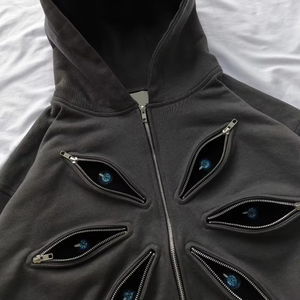 Sudadera con Capucha Extra Grande para Hombre con Diseño de Cierre de Cremallera, Color Sólido, Tejido de Algodón, Estilo Urbano - Product Image 4