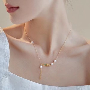 Elegante Collar de Clavícula de Plata de Ley 925 de Estilo Chino Retro con Perla de Agua Dulce, Diseño de Bambú, Belleza Natural - Product Image 2