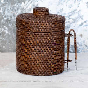 Cesta de ratán con tapa para almacenar cubitos de hielo, hermosa nevera portátil, accesorios para acampar al aire libre - Product Image 1