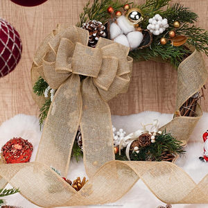Jute Burlap Wired Ribbon 2.5 Inch X 12 Meters Eco-Friendly Natural Burlap Fabric Ribbon Bows Gift Wrapping Tree Outdoor - Product Image 3