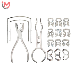 Rubber Dam Kit Complete Dental Isolation <b>Set</b> 12 Anti Reflection Clamps Punch <b>Plier</b> Professional Endodontic Supplies OEM - Product Image 1