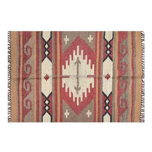 Handcrafted Luxury Cotton Woven Kilim Rug Customizable Handloom Carpets Indian Suppliers' Custom Runners for Home Prayer Use