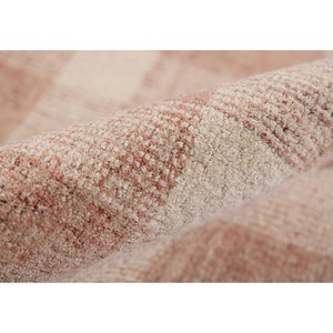 Rose <b>Gold</b> Ivory Plaid Hand Tufted <b>Wool</b> Rug Low Pile Soft Check Pattern Cotton Backing for Living Room and Bedroom - Product Image 3