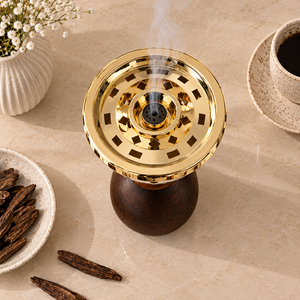 Elegante Quemador de Incienso Dorado Metálico y de Madera con Diseño Intrincado para Exhibición de Humo Aromático y Decoración del Hogar - Product Image 2