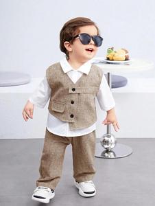 ชุดสูทเด็กผู้ชายแบบไม่สมมาตร 3 ชิ้น (เสื้อกั๊ก เสื้อเชิ้ต และกางเกง) - Product Image 5