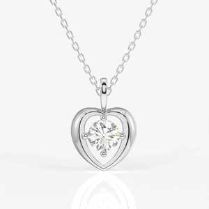 Custom 925 Silver Gold Plated <b>Floating</b> Diamond Pendant Lab Grown Heart <b>Frame</b> Luxury IGI Certified Necklace Fine Jewelry - Product Image 1