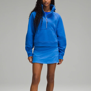Vestido con Capucha de Forro Polar Azul Casual para Mujer, con Bordado, Cuello Alto y Manga Larga, para Invierno - Product Image 1
