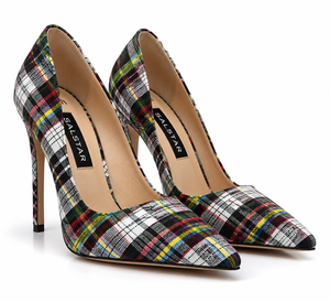 Escarpins à talons aiguilles en tartan pour femmes, confortables et luxueux, personnalisables, fabrication OEM/ODM, qualité supérieure, style écossais, pour mariage et soirée, fabriqués au Pakistan - Product Image 1
