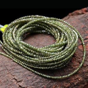 Chaîne de perles rondes en diamant vert AAA+ : Bijoux naturels facettés 2 mm 14 pouces, fabrication de bijoux, vente en gros, approvisionnement en vrac - Product Image 4