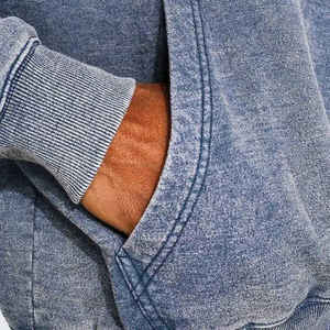 Mens Acid Wash Oversized Hoodie Vintage Faded Cotton Fleece Pullover <b>Sweatshirt</b> Loose Fit Streetwear Casual Wear - Product Image 5