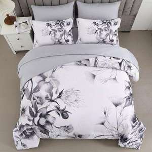 Juego de Ropa de Cama Moderno con Estampado Floral en Blanco y Negro, Ecológico, 500 Hilos, 100% Algodón, Reversible, Resistente al Agua, para Todas las Estaciones - Product Image 2