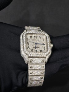 Luxury Stainless Steel Square Sapphire Crystal Dial Moissanite Accented Sport Men's <b>Mechanical</b> <b>Watch</b> with Bracelet Clasp 40mm - Product Image 1