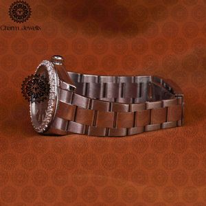 Charm Jewells Luxury Stainless Steel <b>Watch</b> Round Case Analog Quartz Movement <b>Diamond</b> Encrusted Folding Clasp 18mm Band - Product Image 3