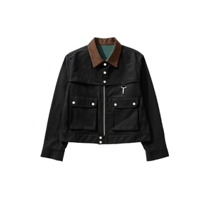 Veste de travail en toile denim pour homme avec logo personnalisé brodé sur le devant, résistante, pour électricien. - Product Image 1