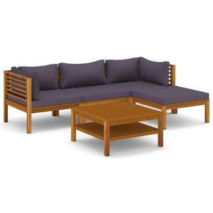 Set Lounge in Legno Grigio Scuro per Giardino, per Relax all'Aperto - Product Image 2