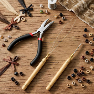 Pince à extensions capillaires, kit d'élimination des micro-perles, outil professionnel de retrait des micro-perles, outil d'enfilage de boucles capillaires, durable - Product Image 6